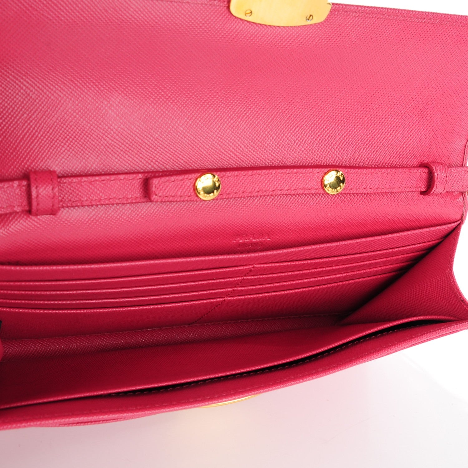 Prada Saffiano Tuc Chain Wallet Peonia 5 of 8