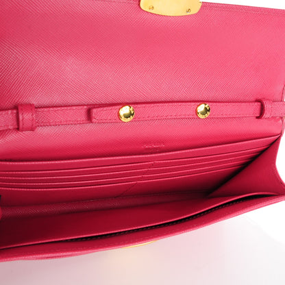 Prada Saffiano Tuc Chain Wallet Peonia 5 of 8