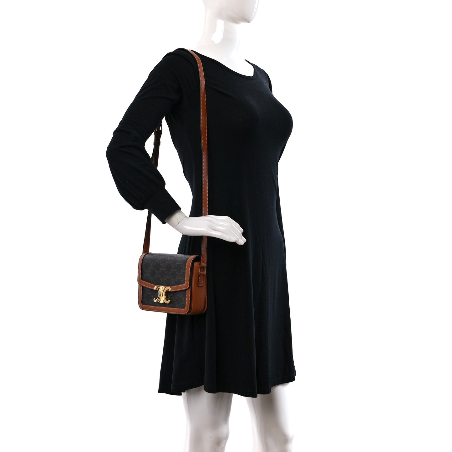 Calfskin Triomphe Canvas Teen Triomphe Bag Tan