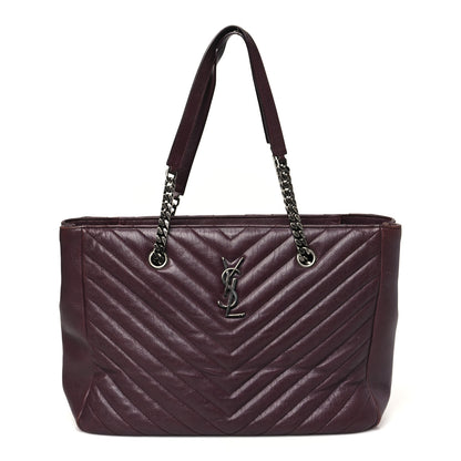Saint Laurent Sheepskin Matelasse Chevron Large Monogram Shopping Bag Burgundy 1 of 9