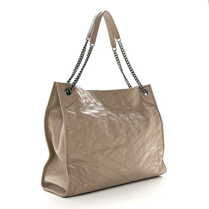 Saint Laurent Crinkled Calfskin Matelasse Monogram Large Niki Shopper Tote Dusty Grey 2 of 13