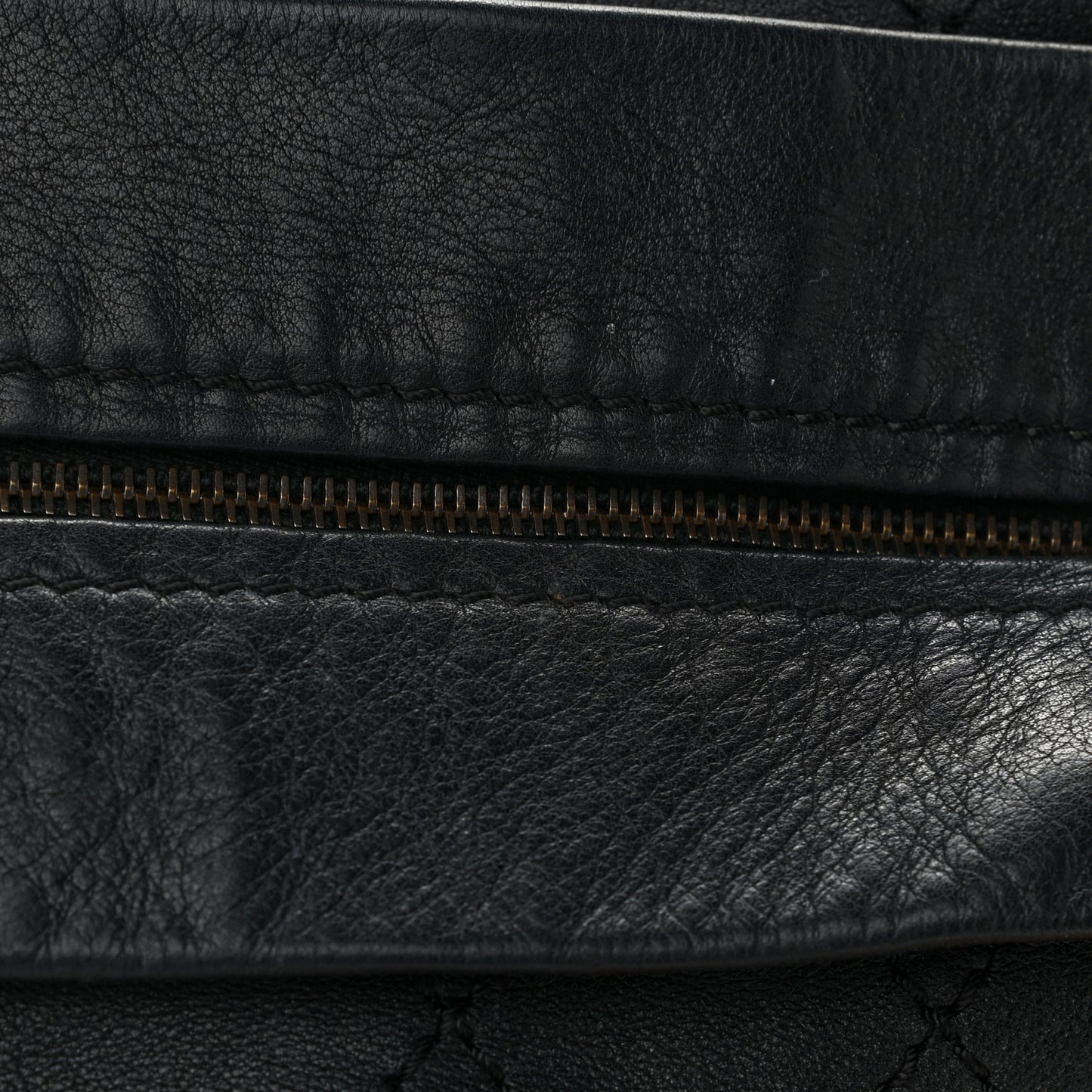 Calfskin Stitched Large Bowling Bag Black