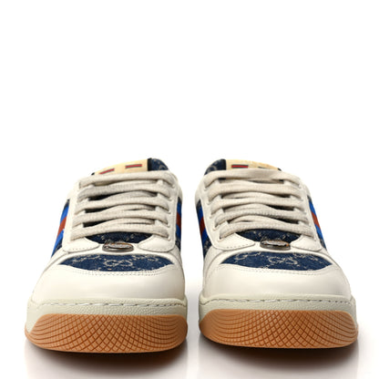 Gucci Denim GG Monogram Calfskin Web Womens Screener Sneakers 40.5 Blue Tea New Mystic White 2 of 10
