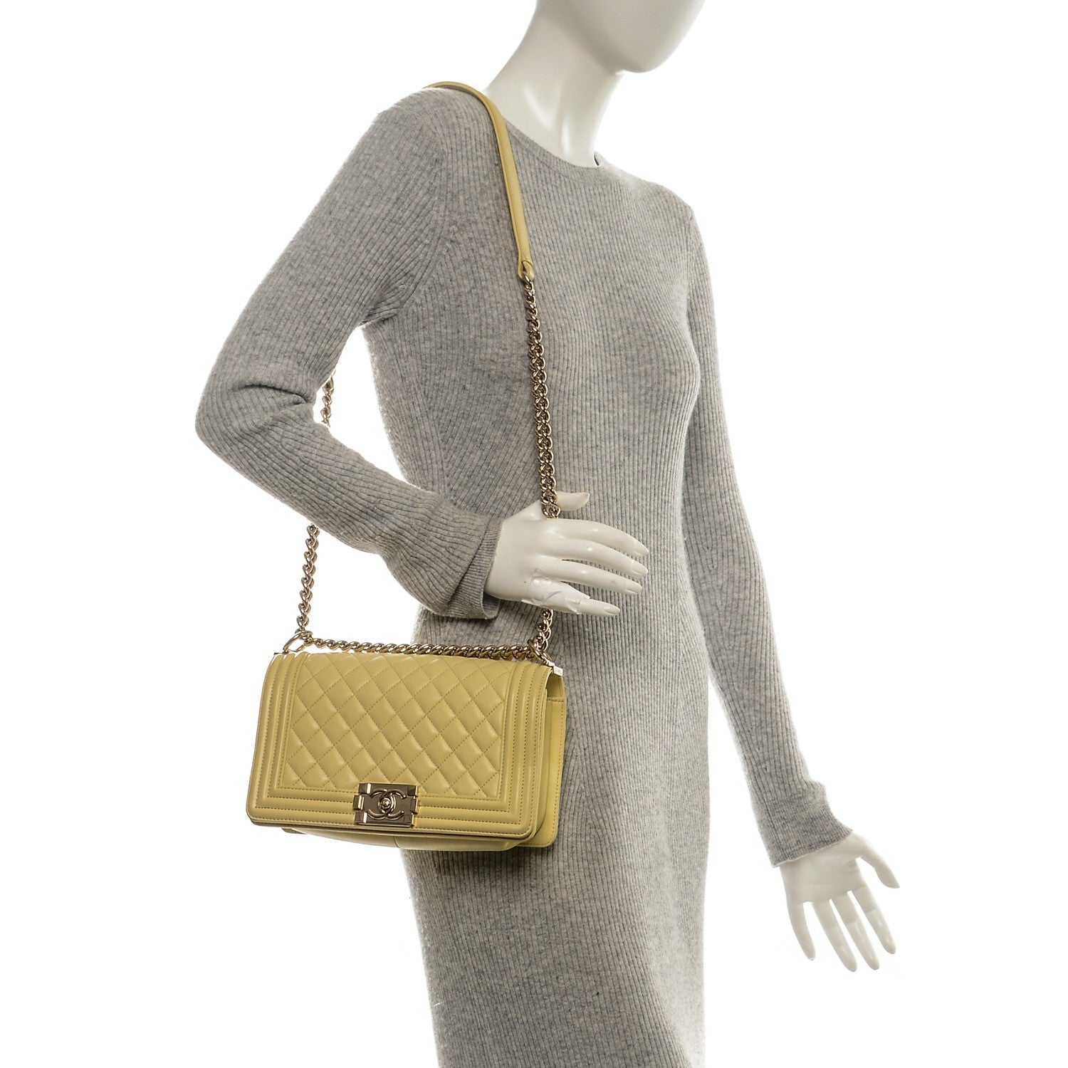 Chanel Lambskin Quilted Medium Boy Flap Yellow 2 of 17