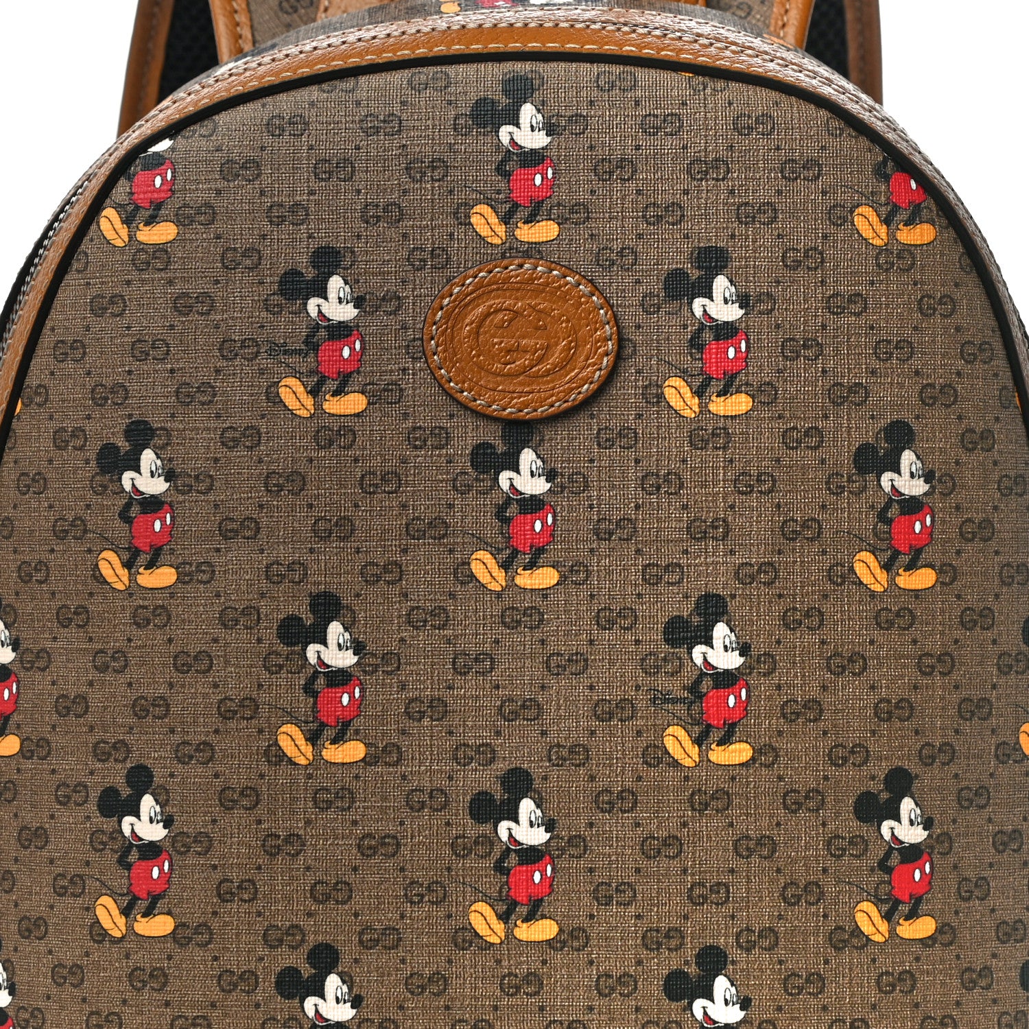 Gucci X DISNEY Mini Vintage GG Supreme Monogram Mickey Mouse Small Dome Backpack Beige Vintage Sun Oil 9 of 11