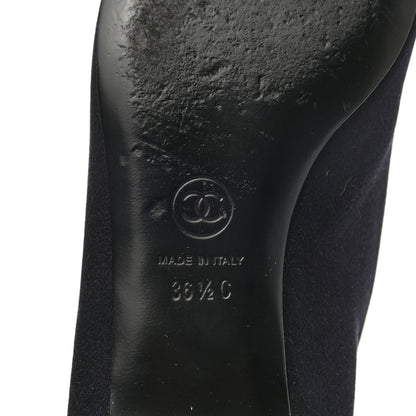 Chanel Satin Pearl CC Loafers 36.5 Black 6 of 9