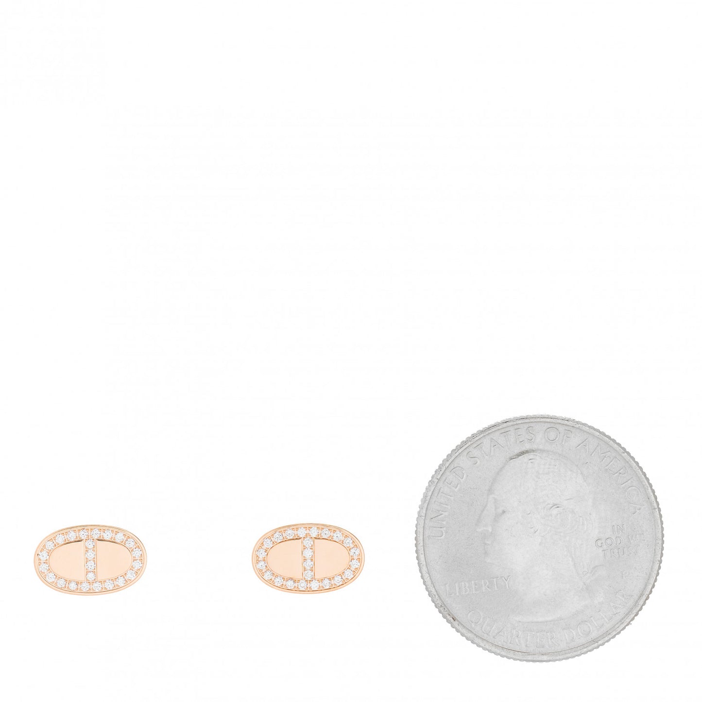 18K Rose Gold Diamond Chaine d'Ancre Contour Stud Earrings