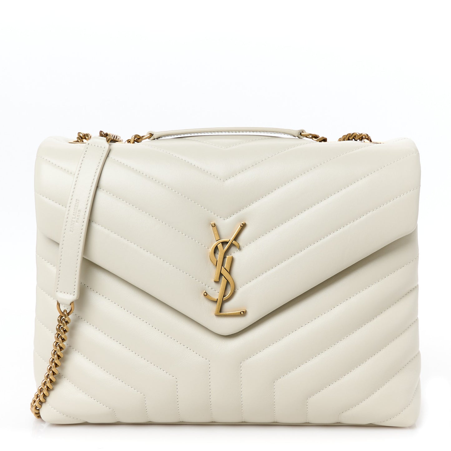 Calfskin Y Quilted Monogram Medium Loulou Chain Satchel Crema Soft
