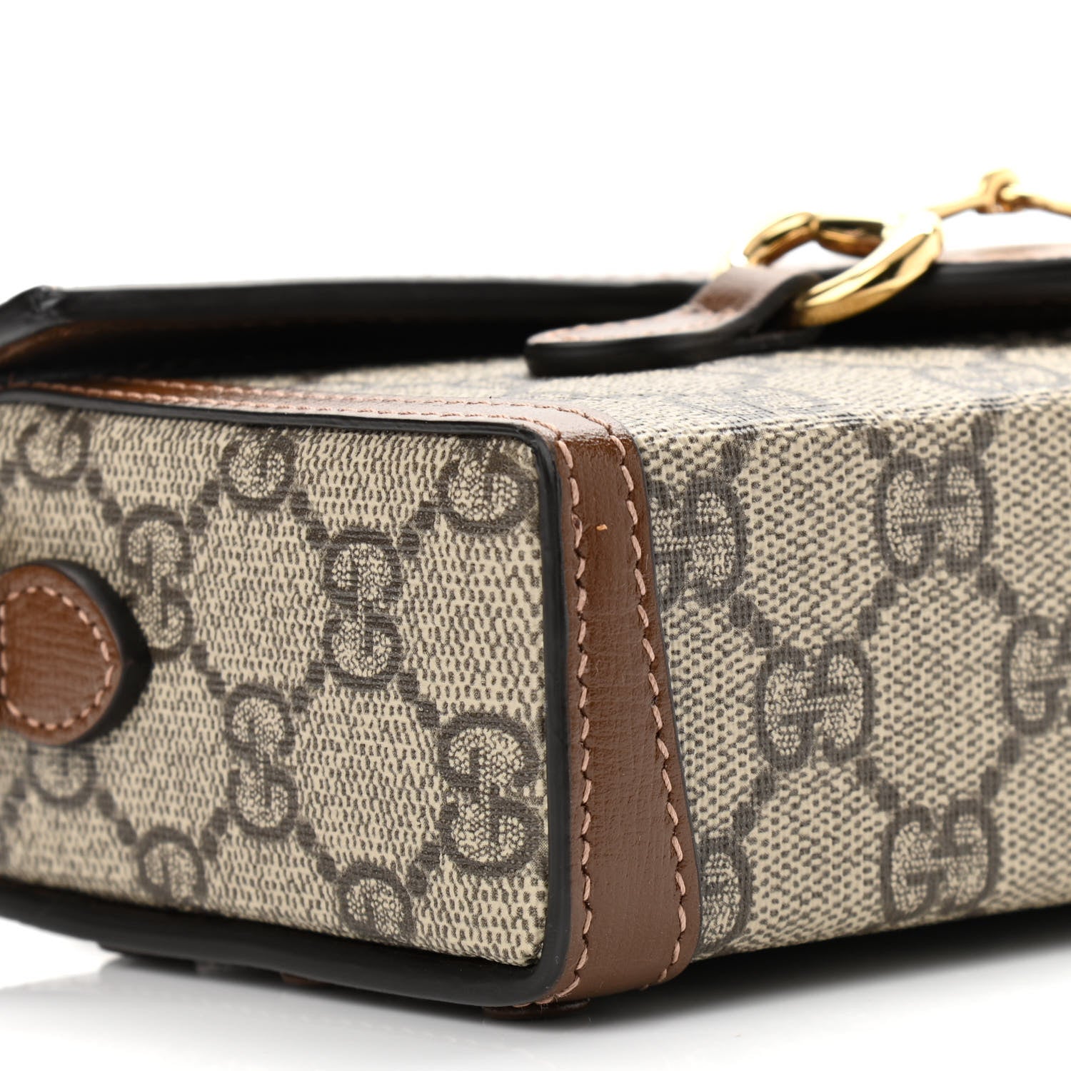 Gucci GG Supreme Monogram Mini Horsebit 1955 Shoulder Bag Beige Brown Sugar 8 of 10