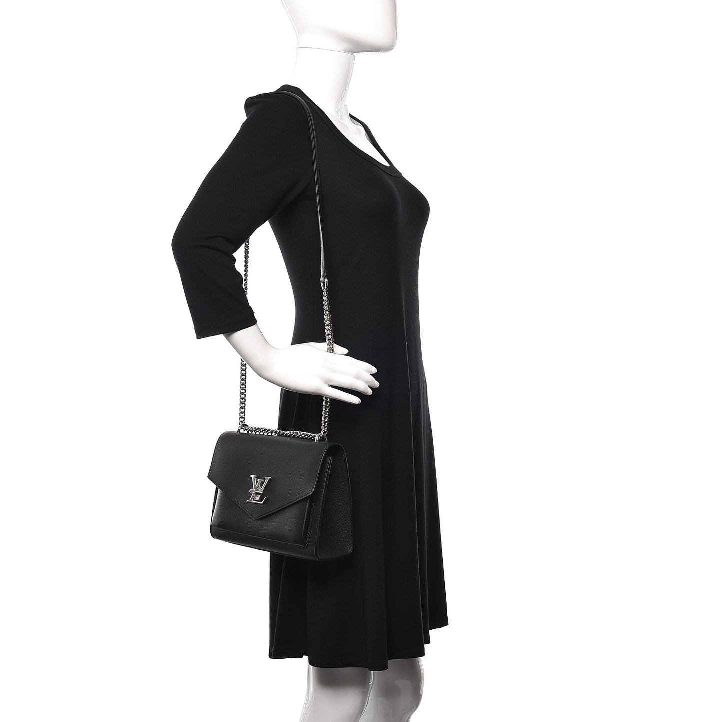 Soft Calfskin My Lockme Chain Bag BB Black