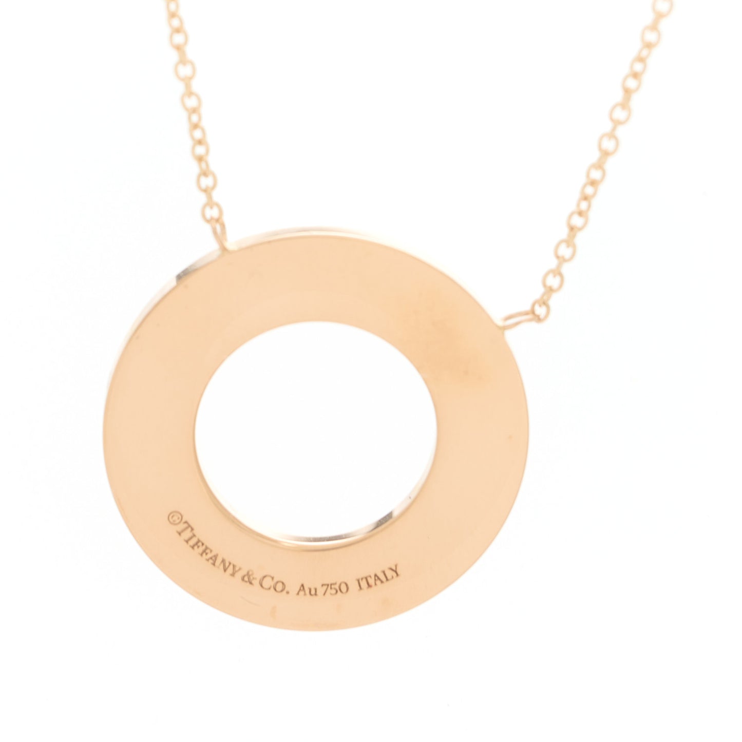 18K Rose Gold Diamond T Circle Pendant Necklace