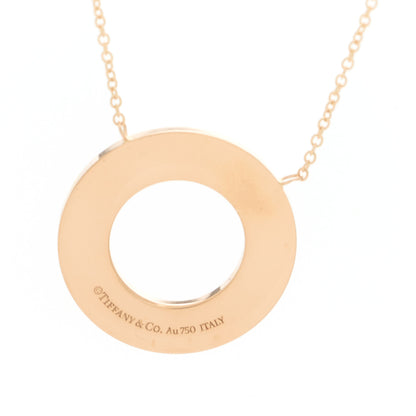 Tiffany 18K Rose Gold Diamond T Circle Pendant Necklace 5 of 6