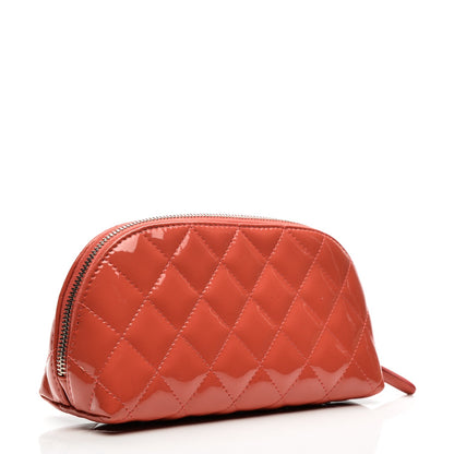 Chanel Patent Quilted Cosmetic Case Coral 3 of 8