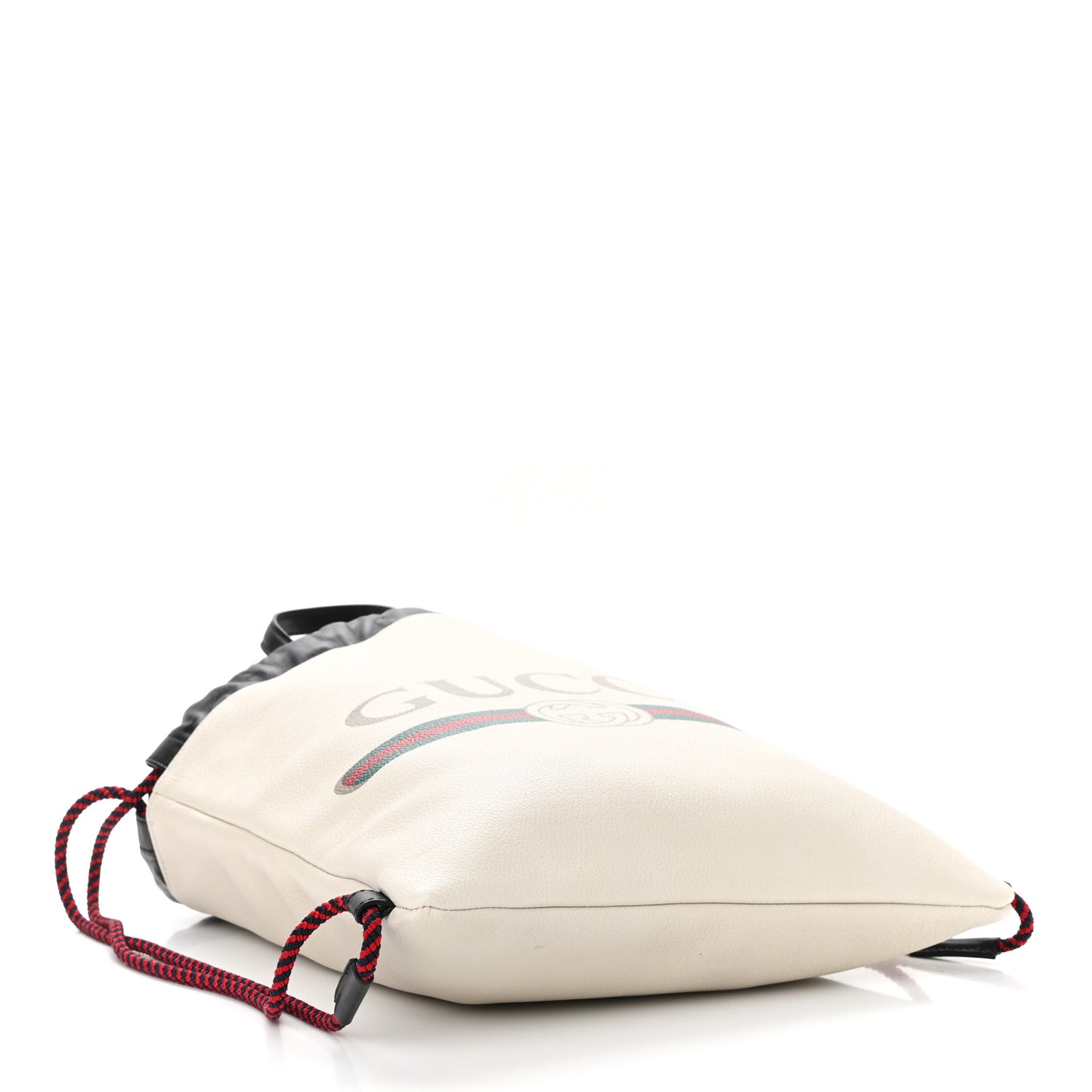 Calfskin Logo Drawstring Backpack Mystic White