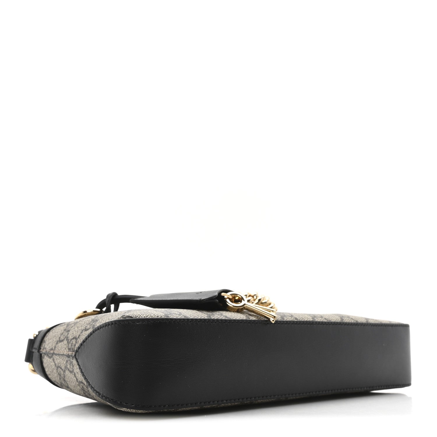 Gucci GG Supreme Monogram Calfskin Small Padlock Chain Shoulder Bag Beige Ebony Black 4 of 9