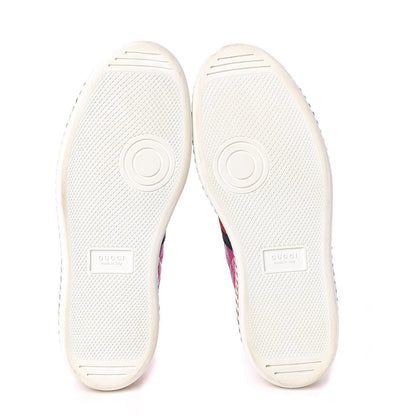 Gucci Laminated Nappa Crystal Web Bee Embroidered Trapuntata Womens Ace Platform Sneakers 38 Fuxia 5 of 10