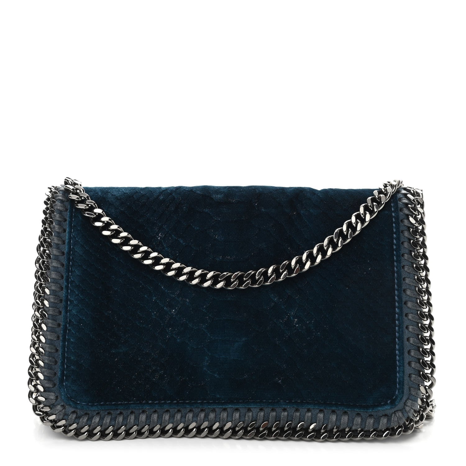 Stella McCartney Velvet Python Embossed Falabella Crossbody Bag Blue 1 of 12