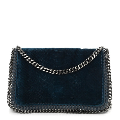 Stella McCartney Velvet Python Embossed Falabella Crossbody Bag Blue 1 of 12