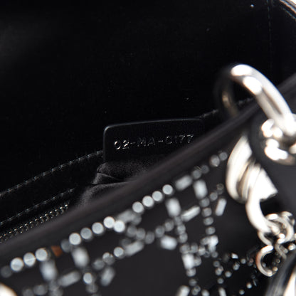 Christian Dior Satin Crystal Cannage Mini Lady Dior Black 9 of 11