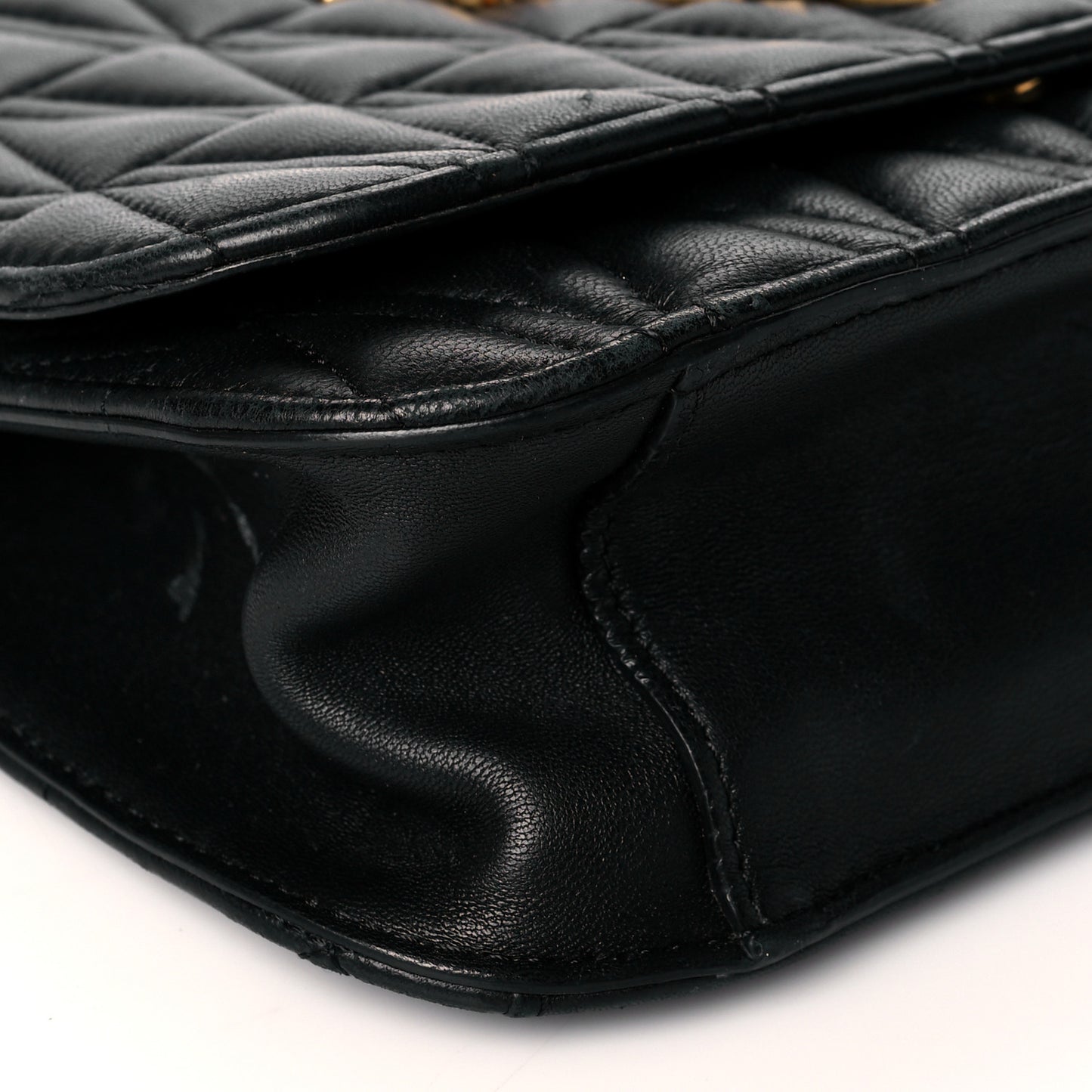 Nappa Quilted Virtus Top Handle Shoulder Bag Black