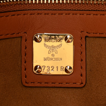 MCM Calfskin Logo Large Tote Cognac 6 of 10