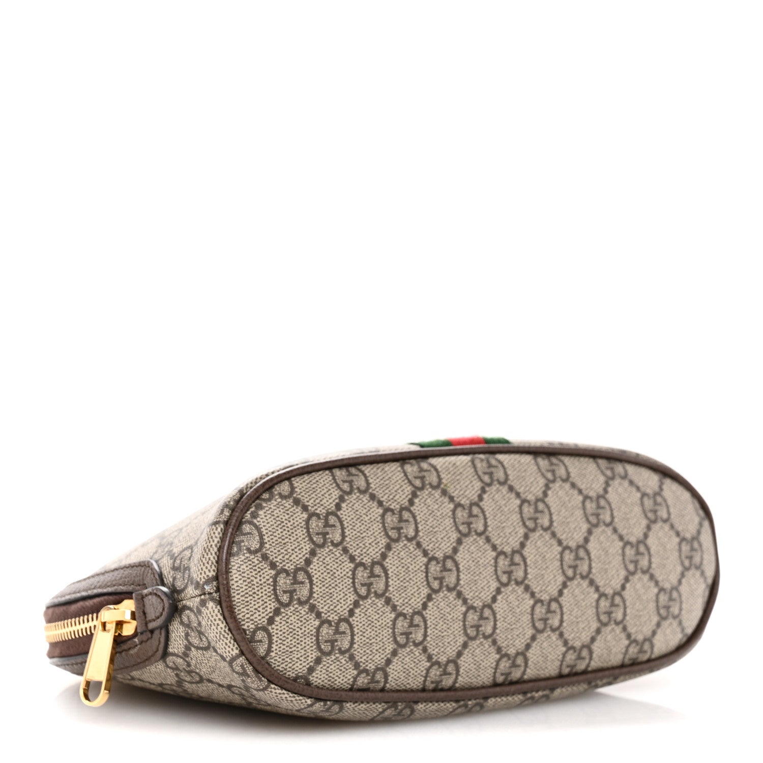 Gucci GG Supreme Monogram Textured Calfskin Web Large Ophidia Cosmetic Case Beige Ebony New Acero 4 of 9
