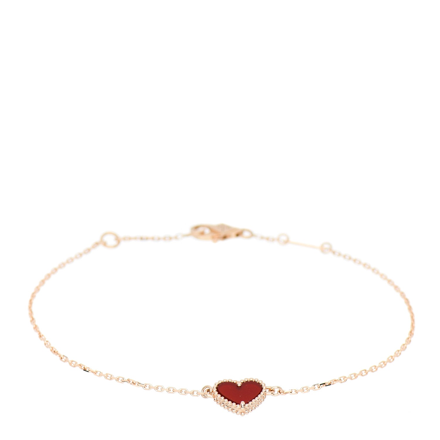 Van Cleef & Arpels 18K Rose Gold Carnelian Sweet Alhambra Heart Bracelet 1 of 4