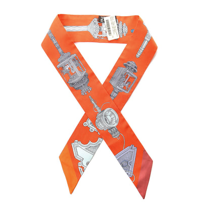 Hermes Silk Merveilleuses Lanternes Twilly Orange Cobalt Gris Bleuete 1 of 5
