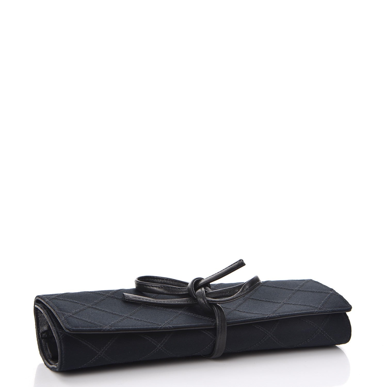 Chanel Satin Quilted Jewelry Roll Case Black 4 of 9