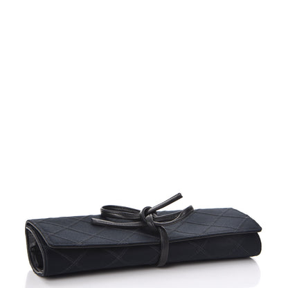 Chanel Satin Quilted Jewelry Roll Case Black 4 of 9