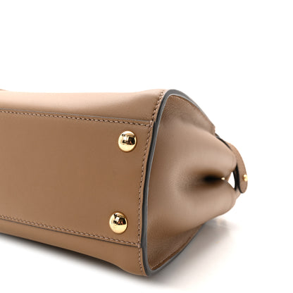 Fendi Vitello Seta Fabric Jacquard FF 1974 Mini Peekaboo Iconic Satchel Sand Tobacco Moro 9 of 9