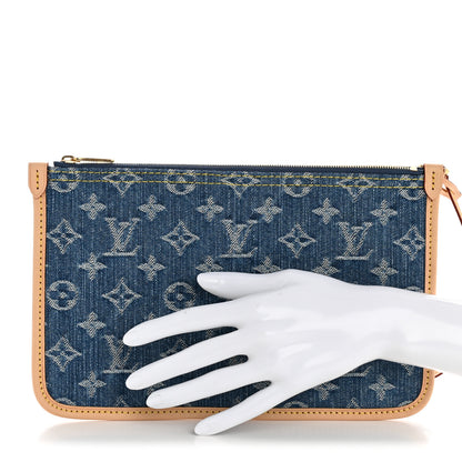 Louis Vuitton Denim Monogram Carryall MM Pochette Blue 2 of 7