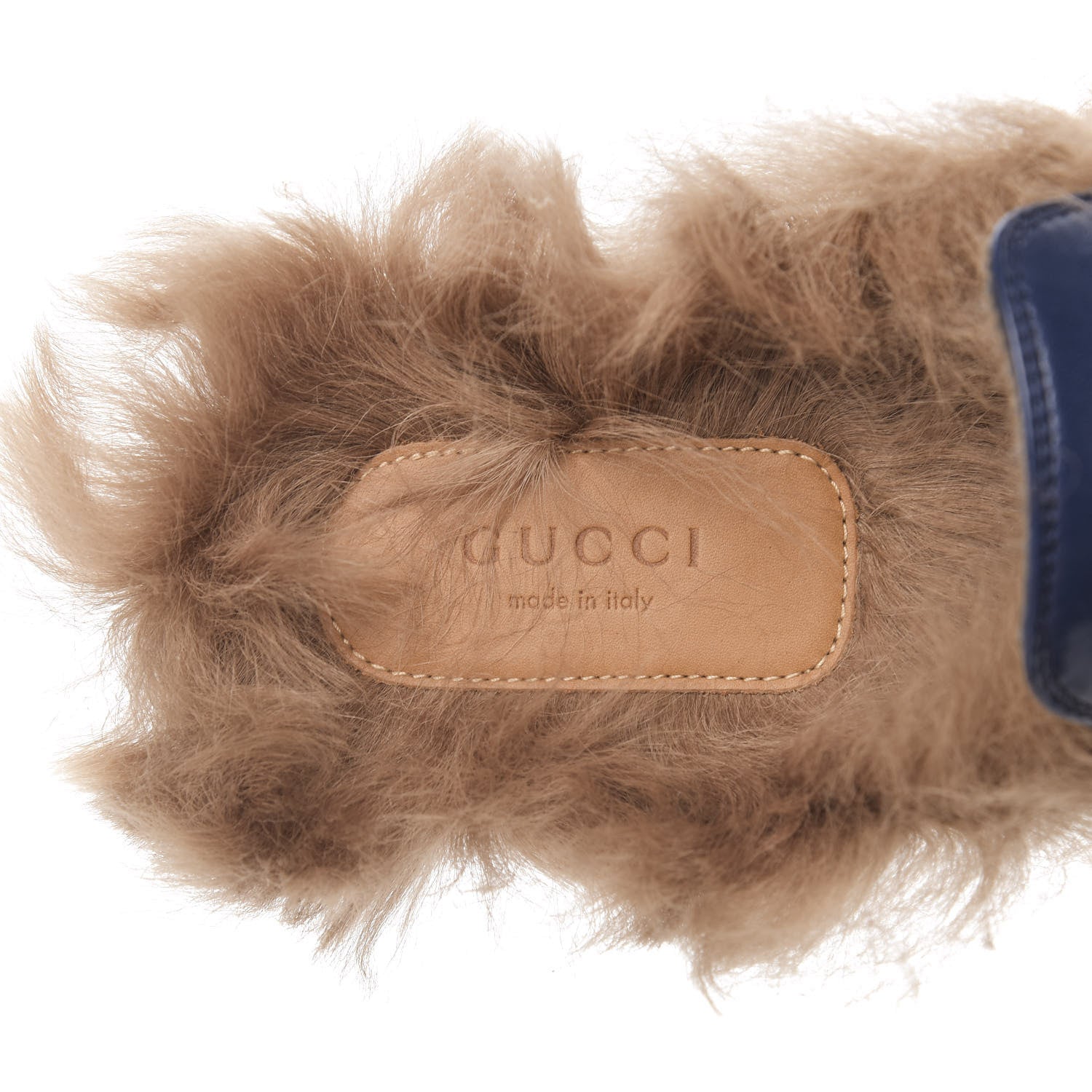 Gucci Malaga Kid Fur Womens Princetown Slippers 35.5 Blue Agata 6 of 9