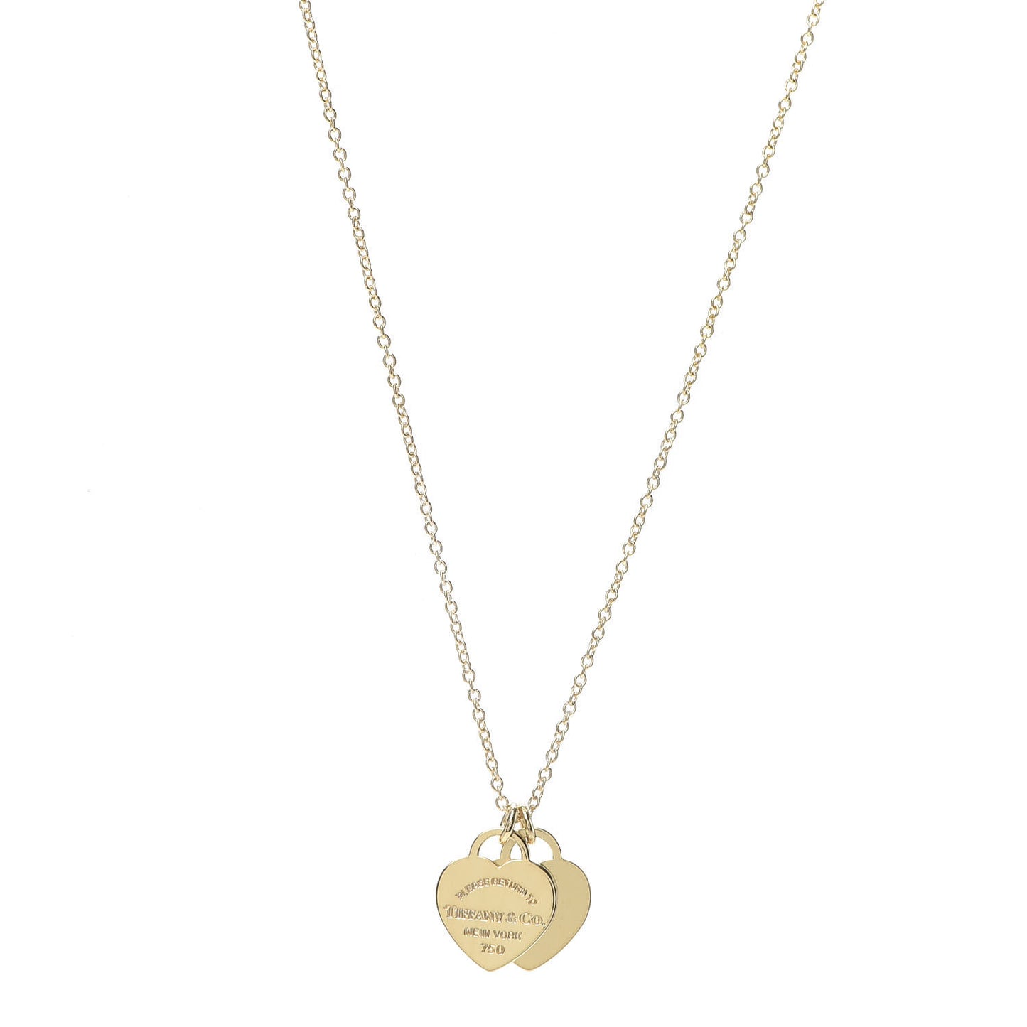 18K Yellow Gold Return to Mini Double Heart Tag Pendant Necklace