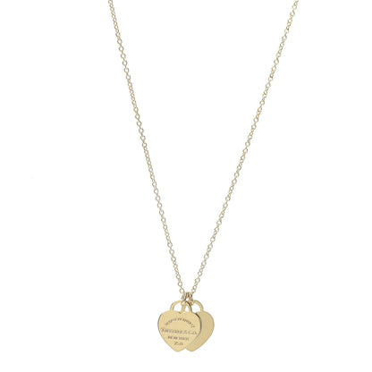 Tiffany 18K Yellow Gold Return to Mini Double Heart Tag Pendant Necklace 1 of 6