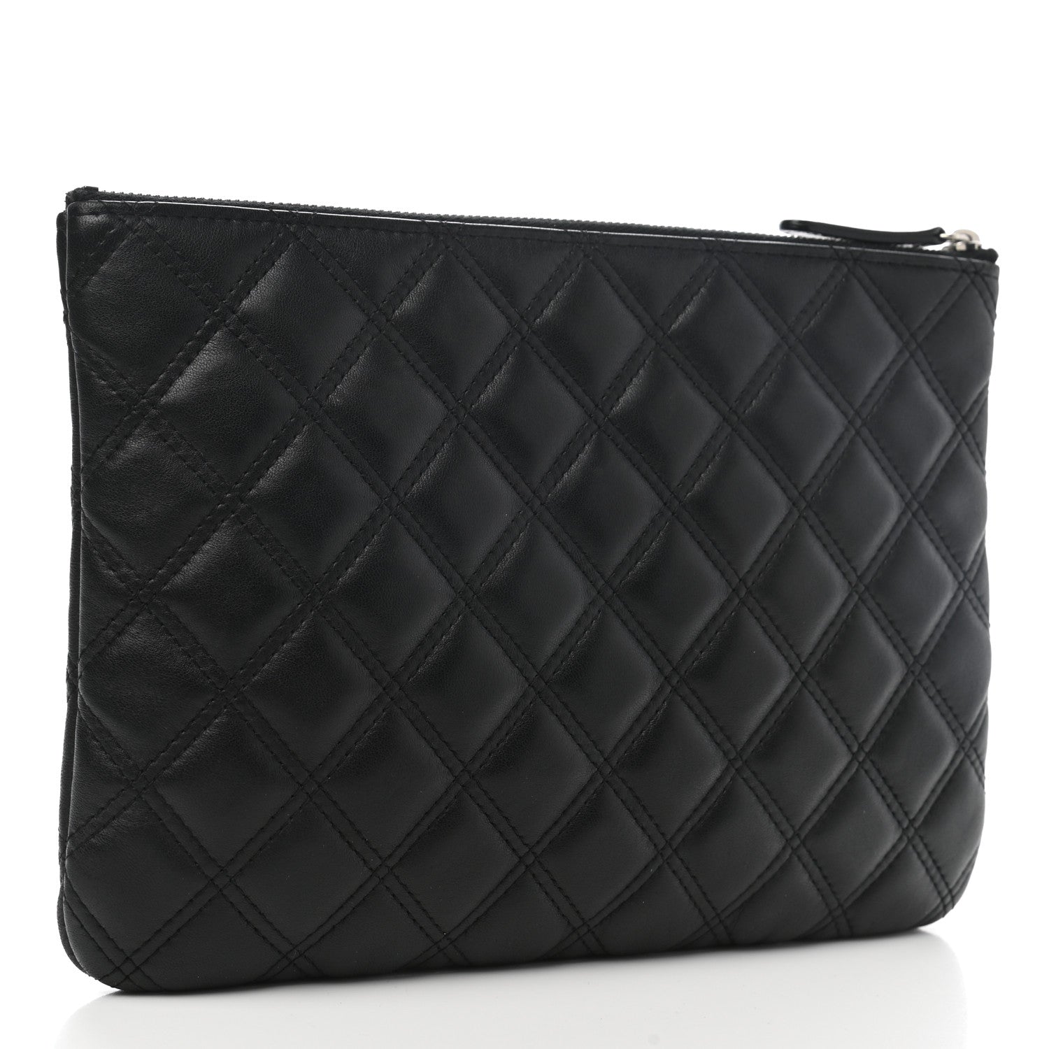 Chanel Lambskin Double Stitch Quilted Cosmetic Case Black 3 of 10