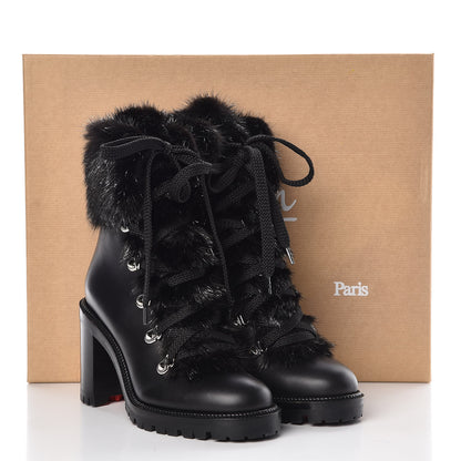 Christian Louboutin Nappa Fox Fur Fanny 70 Ankle Boots 36 Black 8 of 8