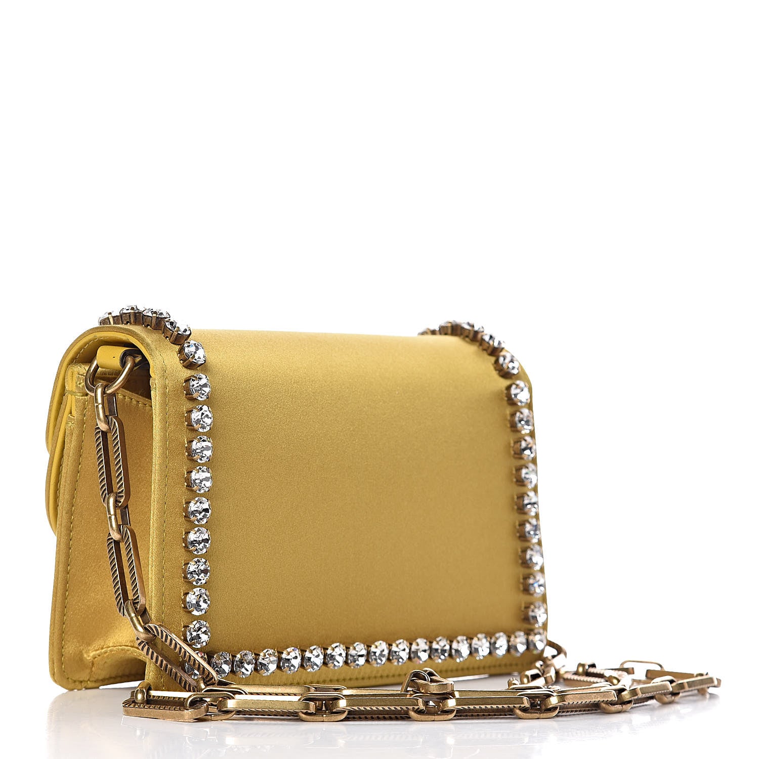 Gucci Satin Crystal Mini Bee Broadway Shoulder Bag Gold 3 of 10
