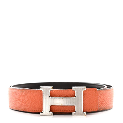 Hermes Box Togo 32mm Strie H Belt 90 36 Chocolate Orange 1 of 7