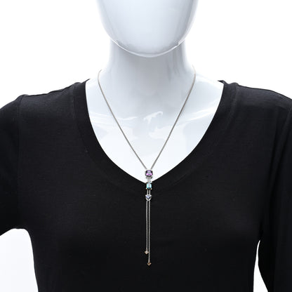 David Yurman Sterling Silver 18K Yellow Gold Amethyst London Blue Topaz Iolite Novella Y Necklace 3 of 4