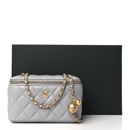 Chanel Lambskin Quilted Small Pearl Crush Vanity Case With Chain Grey 11 of 11