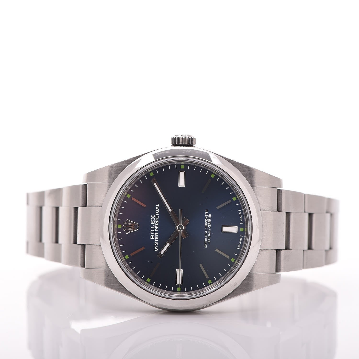 Rolex Stainless Steel 39mm Oyster Perpetual Watch Blue 114300 3 of 6