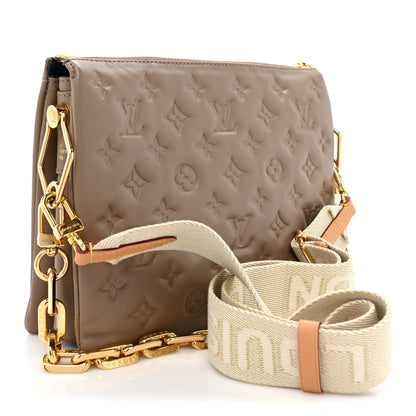 Louis Vuitton Lambskin Embossed Monogram Coussin PM Taupe 3 of 10