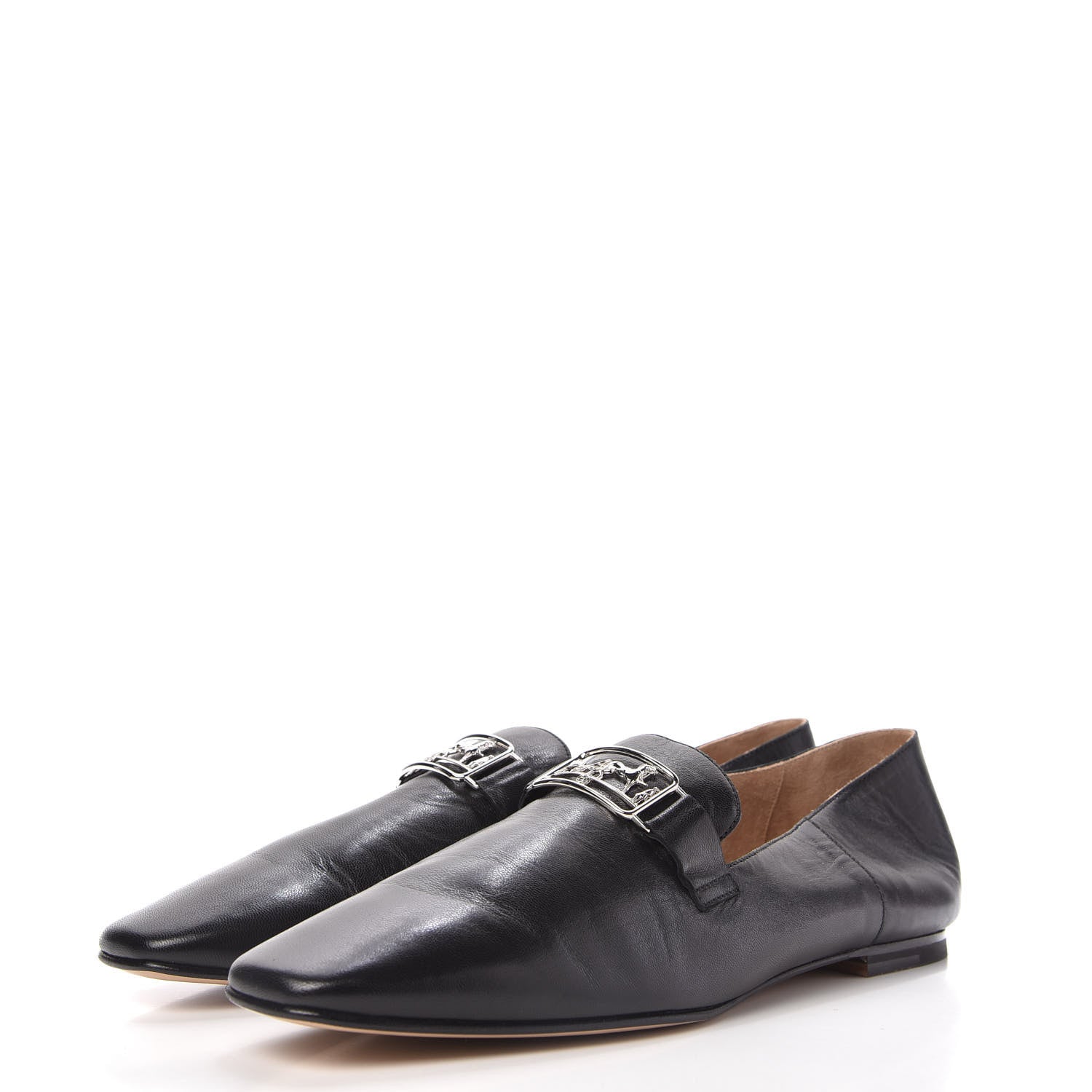 Hermes Supple Goatskin Womens Time Loafers 41 Black 3 of 9