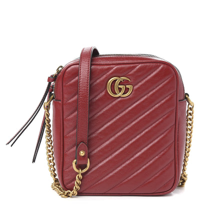 Gucci Azalea Calfskin Matelasse Diagonal Tall GG Marmont Crossbody Bag Romantic Cerise 1 of 10