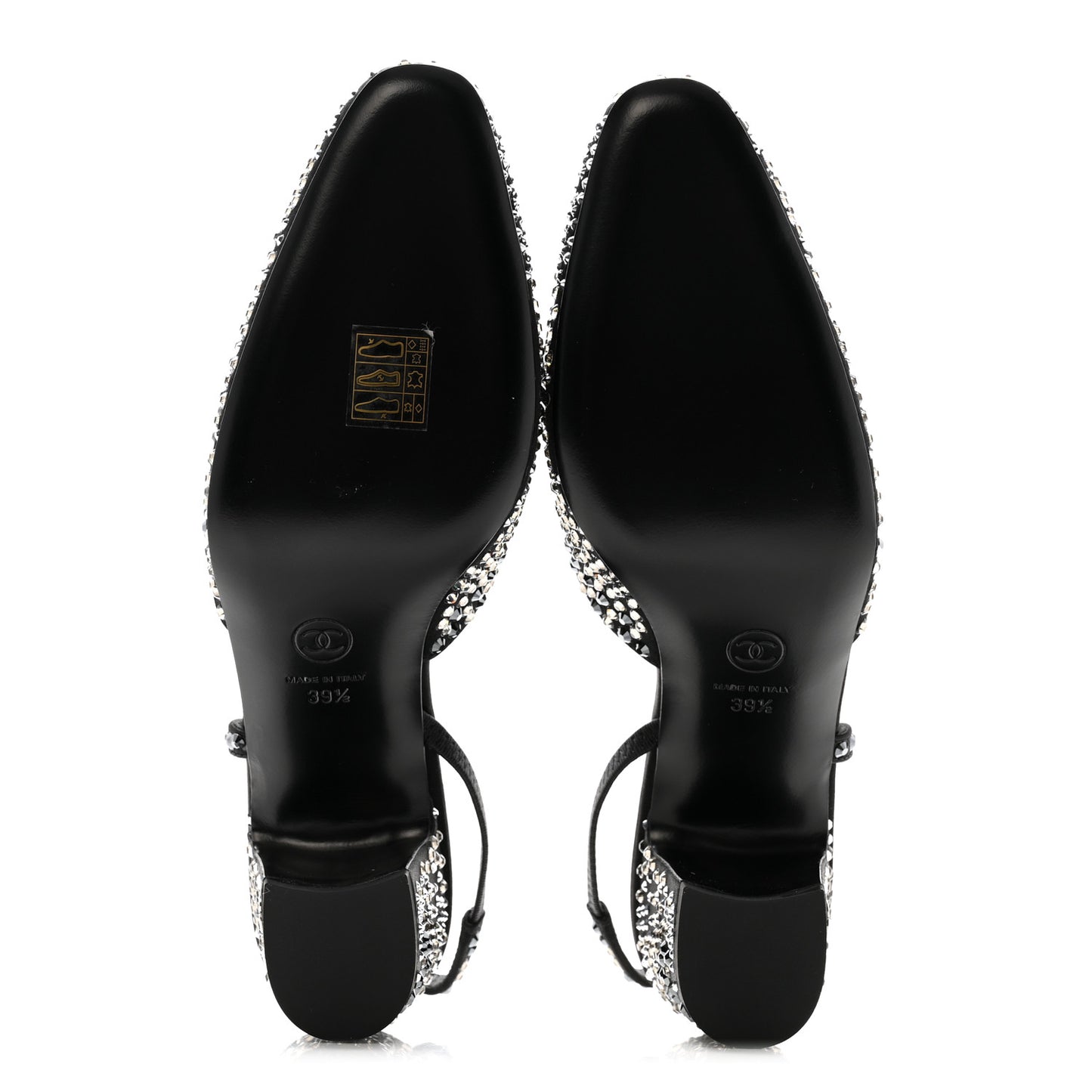 Strass Cap Toe CC Slingback Pumps 39.5 Black