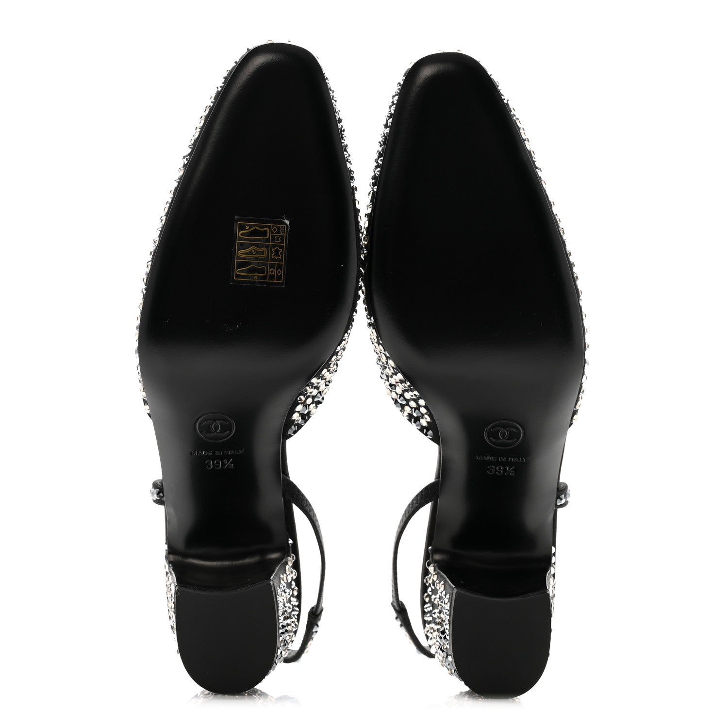 Chanel Strass Cap Toe CC Slingback Pumps 39.5 Black 7 of 10