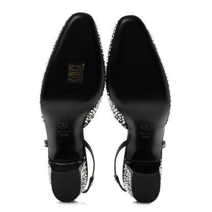 Chanel Strass Cap Toe CC Slingback Pumps 39.5 Black 7 of 10