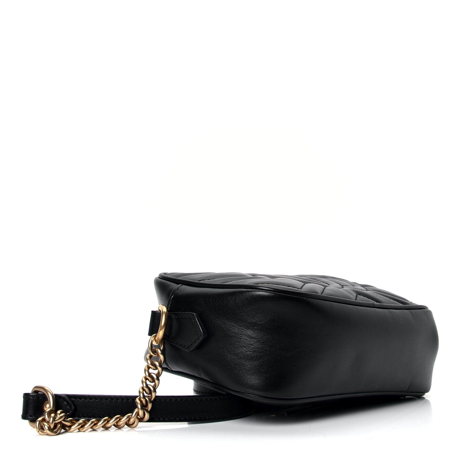 Gucci Calfskin Matelasse Mini GG Marmont Chain Shoulder Bag Black 3 of 4