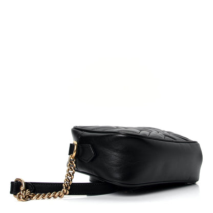 Gucci Calfskin Matelasse Mini GG Marmont Chain Shoulder Bag Black 3 of 4